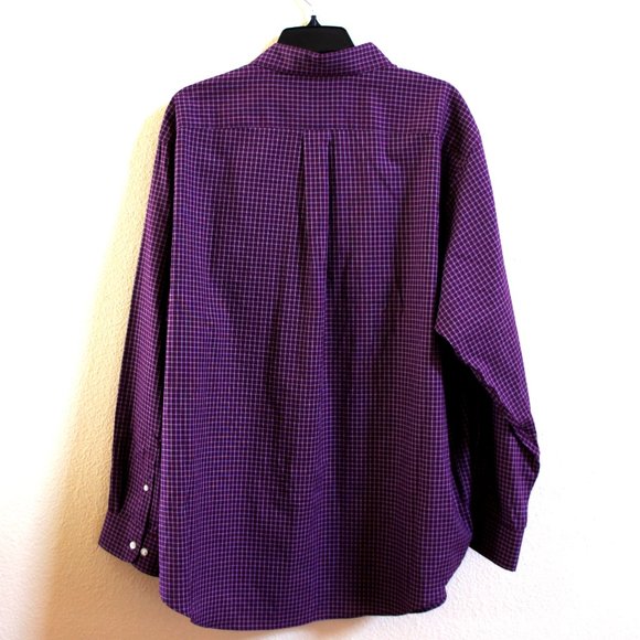 Roundtree & Yorke Purple Check Button Down Shirt - Picture 5 of 9
